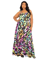 Buxom Couture Plus Size Animal Print Voluminous Maxi Dress