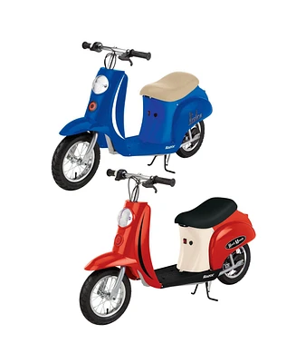 Razor Pocket Mod Miniature Euro 24V 250W Toy Electric Motor Scooter, Red & Blue (2-Pack)