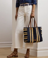 Lauren Ralph Lauren Striped Woven Straw Extra Large Wilow Tote Bag
