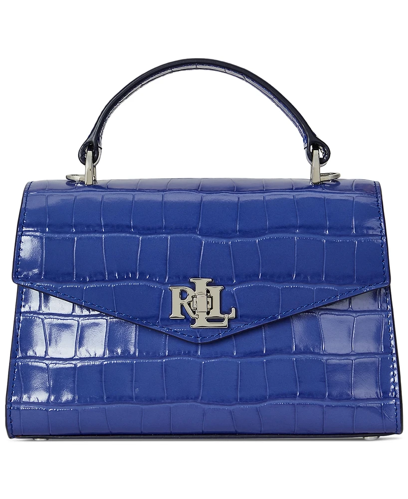 Lauren Ralph Crocodile-Embossed Leather Small Farrah Satchel
