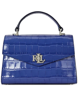 Lauren Ralph Crocodile-Embossed Leather Small Farrah Satchel