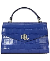 Lauren Ralph Crocodile-Embossed Leather Small Farrah Satchel