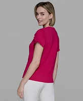 Karl Lagerfeld Paris Women's Tulip-Sleeve Knit Top