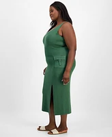 Madden Girl Trendy Plus Cargo Pocket Sleeveless Midi Dress