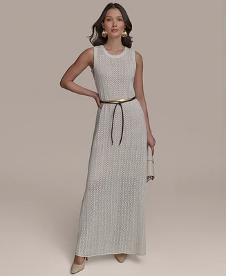 Donna Karan New York Women's Pointelle Knit Belted Dress