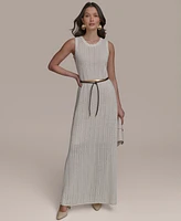 Donna Karan New York Women's Pointelle Knit Belted Dress