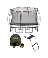Springfree Trampoline 11 ft x 11 ft Large Square + FlexrHoop + FlexrStep V2 Bundle – Springless Fun with Goal Hoop and Ladder Attachment Access