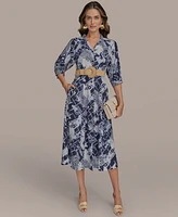 Donna Karan New York Women's Belted Midi Shirt Dress