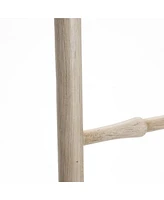 LuxenHome Rustic Birch Wood 4-Rung Blanket Ladder