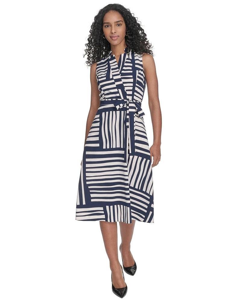 Calvin Klein Women's Abstract Striped A-Line Dress