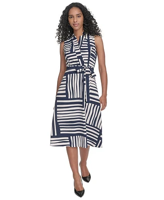 Calvin Klein Women's Abstract Striped A-Line Dress