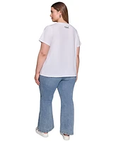 Karl Lagerfeld Paris Plus Embroidered Crewneck Tee