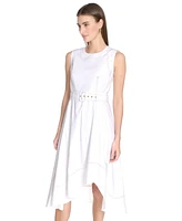 Calvin Klein Women's Belted Sleeveless Asymmetric-Hem Dress