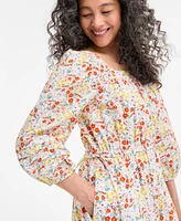 Style & Co Women's Printed Lurex Square-Neck Dress, Exclusively at Macy's