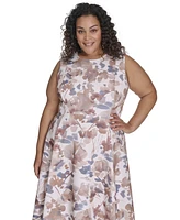 Calvin Klein Plus Size Printed Sleeveless Midi Dress