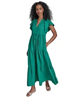 Calvin Klein Women's Split-Neck Tiered Maxi Dress