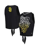 The Wild Collective Women's Black San Diego Padres Twisted Tie Front Tank Top