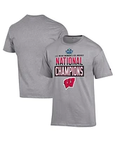 Champion Men's Gray Wisconsin Badgers 2025 Ncaa Frozen Four Women's Ice Hockey Tournament Champions Locker Room T-Shirt