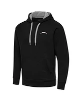 Antigua Men's Black Los Angeles Chargers Brushed Carbon Victory Pullover Hoodie