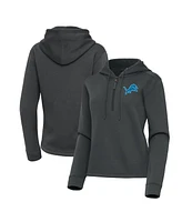 Antigua Women's Pewter Detroit Lions Contemporary Quarter-Zip Hoodie
