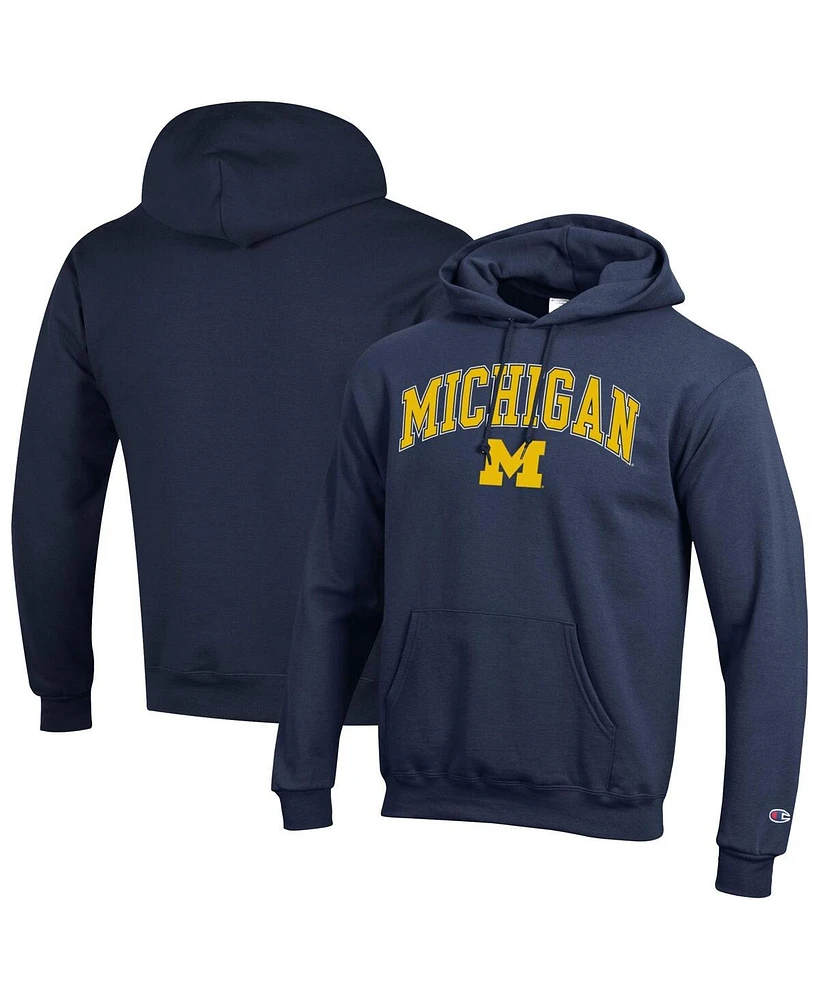 Champion Men's Navy Michigan Wolverines Arched Logo Fleece Pullover Hoodie