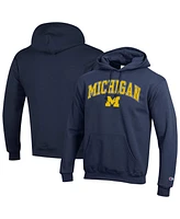 Champion Men's Navy Michigan Wolverines Arched Logo Fleece Pullover Hoodie