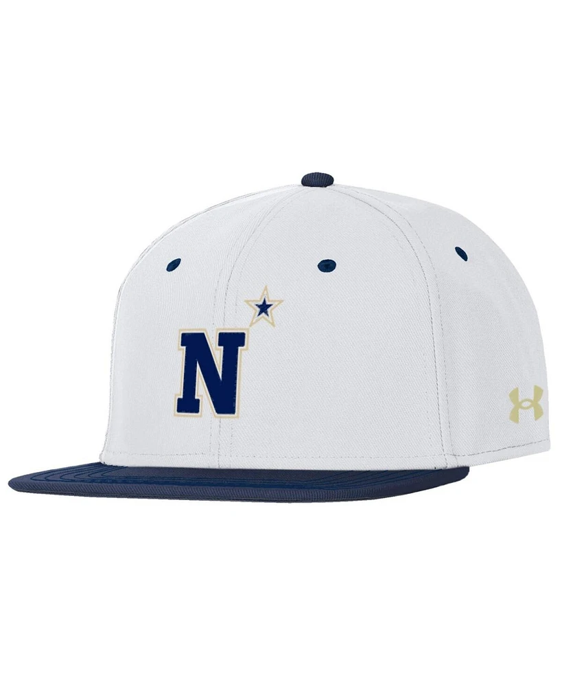 Under Armour Men's White/Navy Midshipmen Baseball Fitted Hat