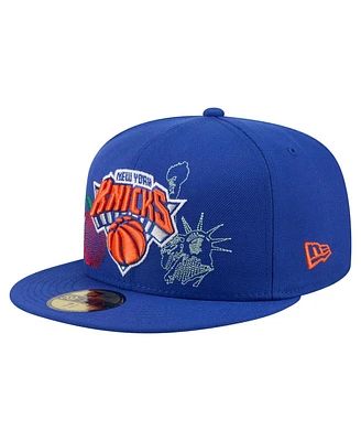 New Era Men's Blue York Knicks State Stitch 59FIFTY Fitted Hat