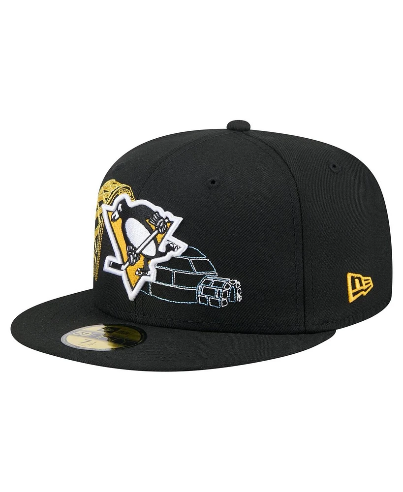 New Era Men's Black Pittsburgh Penguins State Stitch 59FIFTY Fitted Hat