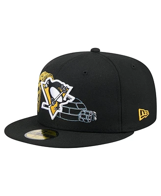 New Era Men's Black Pittsburgh Penguins State Stitch 59FIFTY Fitted Hat