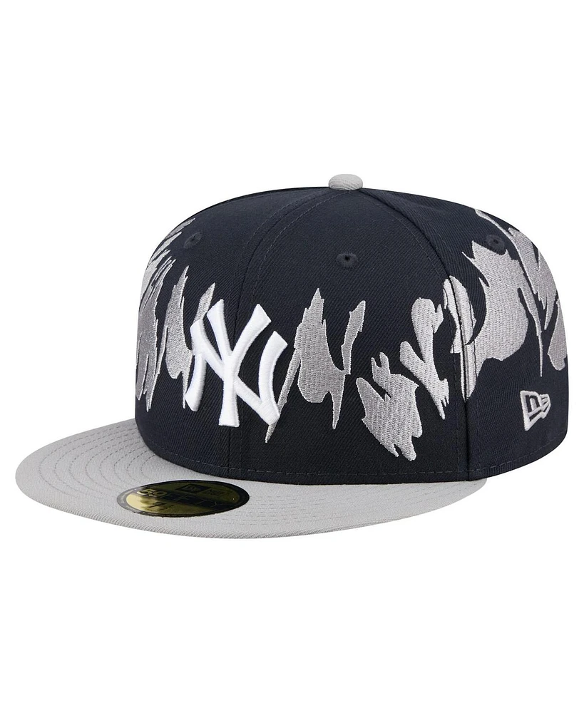 New Era Men's Navy/Gray York Yankees Retro Pattern 59FIFTY Fitted Hat