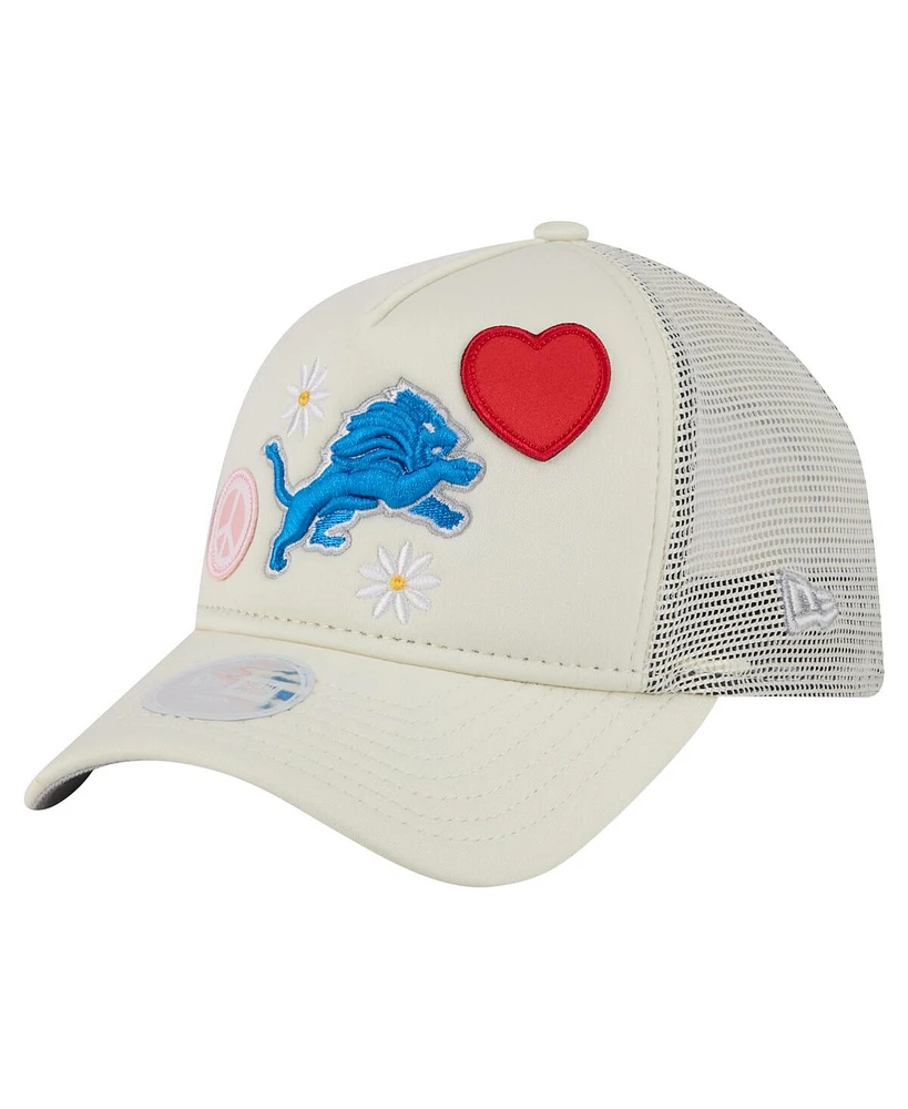 New Era Women's Cream Detroit Lions All Love 9FORTY Adjustable Trucker Hat