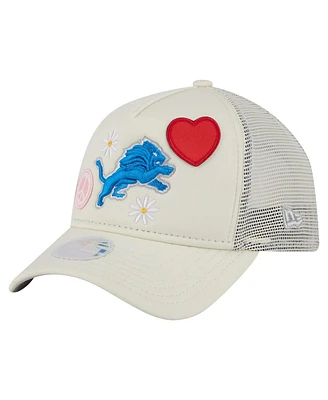 New Era Women's Cream Detroit Lions All Love 9FORTY Adjustable Trucker Hat