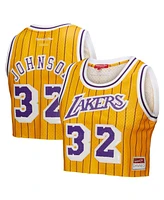 Mitchell & Ness X Dannijo Women's Yellow Magic Johnson Los Angeles Lakers Fashion Cropped Basketball Jersey