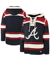 '47 Brand Men's Navy Atlanta Braves Superior Lacer Pullover Hoodie
