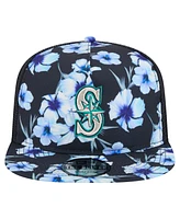 New Era Men's Navy Seattle Mariners Adventure Pattern Golfer Trucker Snapback Hat