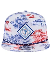 New Era Men's White Texas Rangers Printed Island Golfer Snapback Hat