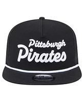 New Era Men's Black Pittsburgh Pirates Team Text Golfer Snapback Hat