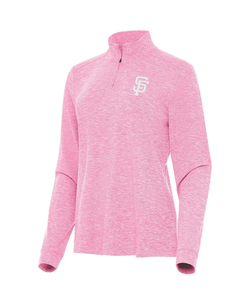 Antigua Women's Pink San Francisco Giants Mentor Lightweight Mock Neck Quarter-Zip Top