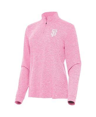 Antigua Women's Pink San Francisco Giants Mentor Lightweight Mock Neck Quarter-Zip Top