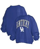 Pressbox Women's Royal Kentucky Wildcats Janise Arch Over Logo Waist Length Oversized Pullover Sweatshirt