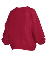 Pressbox Women's Crimson Alabama Crimson Tide Janise Arch Over Logo Waist Length Oversized Pullover Sweatshirt