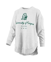 Pressbox Women's Heather Gray Oregon Ducks Field Day Melange Poncho Pullover Sweatshirt