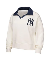 Outerstuff Girls Youth White New York Yankees Ballpark Hit Collared V-Neck Pullover Sweatshirt