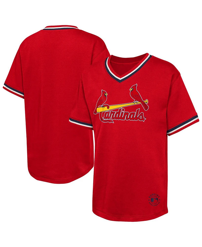 Outerstuff Big Boys and Girls Red St. Louis Cardinals Relief Pitcher V-Neck T-Shirt