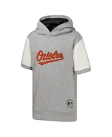 Outerstuff Big Boys and Girls Heather Gray Baltimore Orioles Line Up Short Sleeve Pullover Hoodie