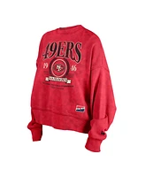 New Era Women's Scarlet San Francisco 49ers Throwback Boxy Sweatshirt