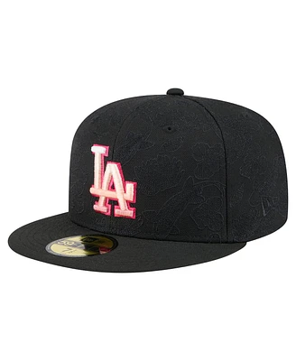 New Era Men's Black Los Angeles Dodgers Tonal Koi 59FIFTY Fitted Hat