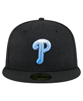 New Era Men's Black Philadelphia Phillies Tonal Koi 59FIFTY Fitted Hat