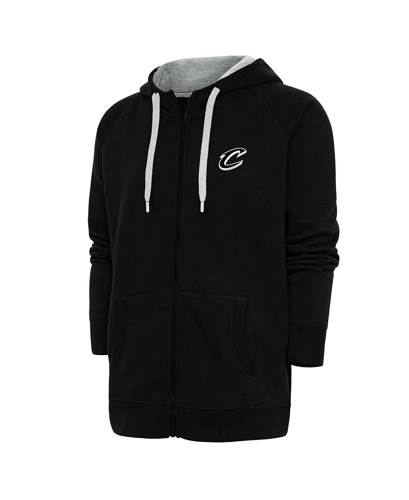 Antigua Men's Black Cleveland Cavaliers Metallic Logo Victory Raglan Full-Zip Hoodie